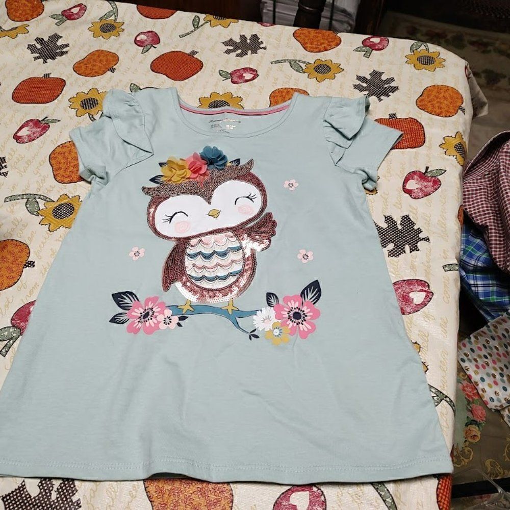 New Tommy Bahama Green Multi-Colored Owl Legging Outfit Size Girl's M 7/8